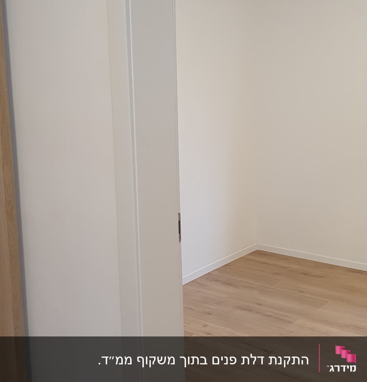 משקוף דלת לבן עם רצפת עץ